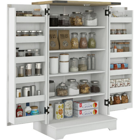 HOMCOM armario despensa cocina armario de cocina con 2 puertas y 16 estantes alacena rústica con estantes ajustables 60x40x104 cm crema
