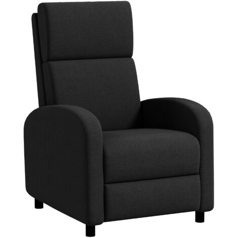 HOMCOM sillón relax reclinable manual sillón relax tapizado en lino sintético con reposapiés carga 120 kg sillón reclinable para dormitorio negro