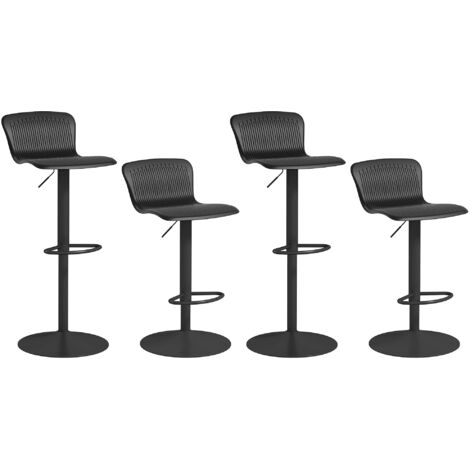 HOMCOM conjunto de 4 taburetes altos de cocina sillas altas de cocina giratorias con respaldo y altura ajustable carga 120 kg para bar salón negro