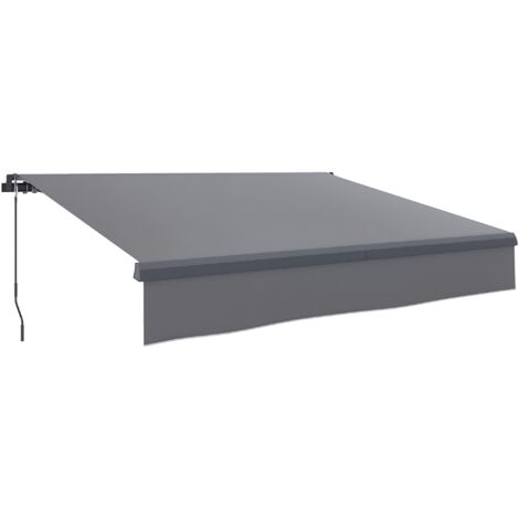 Outsunny toldo manual retráctil 3x2 m toldo exterior terraza enrollable ajustable con manivela protección UV50+ para balcón jardín gris (1/5)