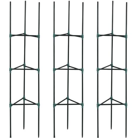 Outsunny juego de 3 enrejados de jardín soportes para plantas trepadoras con marco de acero para frutas verduras flores 38x38x182 cm verde