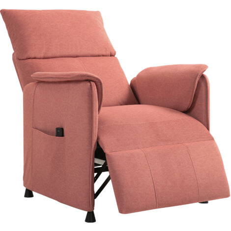 HOMCOM sillón relax reclinable eléctrico silencioso con función memoria reposapiés mando a distancia bolsillos laterales tapizado resistente naranja
