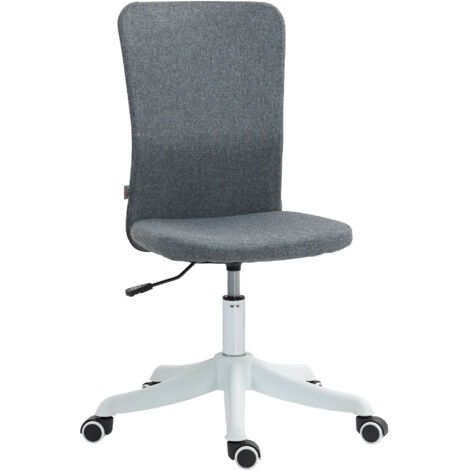 HOMCOM silla de escritorio sin brazos silla de oficina giratoria tapizado en lino sintético con altura ajustable para estudio carga 120 kg gris