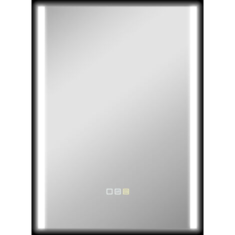 HOMCOM espejo de baño con luz LED 70x50 cm espejo de baño con 3 colores de luz función antivaho función de memoria IP44 horizontal/vertical