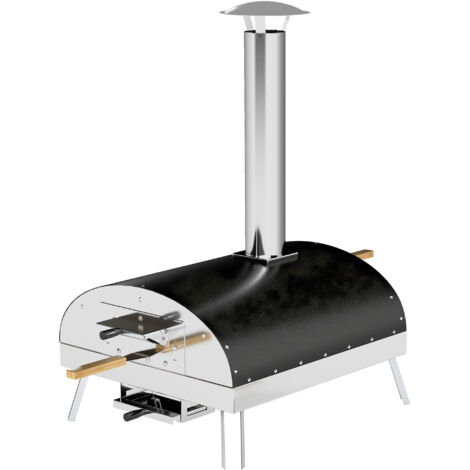 Outsunny mini horno de pizza exterior portátil horno de leña con piedra refractaria Ø33 cm termómetro y bandeja giratoria para terraza camping