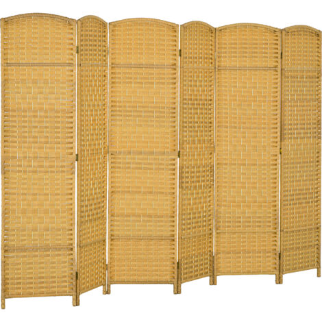 HOMCOM biombo plegable de 6 paneles 270x180 cm biombo separador de ambientes pantalla de privacidad de polipropileno para oficina dormitorio natural