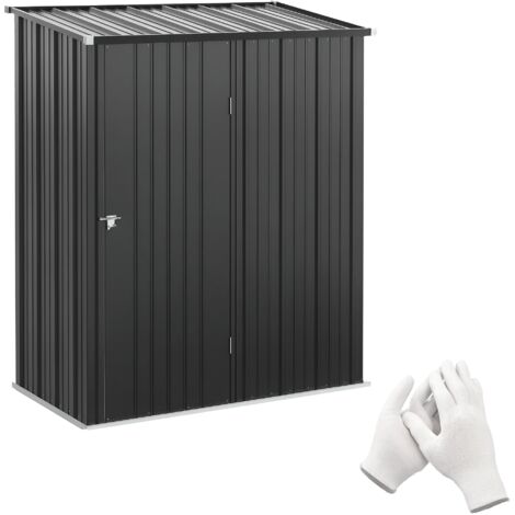 Outsunny cobertizo de jardín exterior metálica 1,34 m² 161,5x94,5x196 cm con 1 puerta y cerradura para almacenamiento de herramientas negro carbón