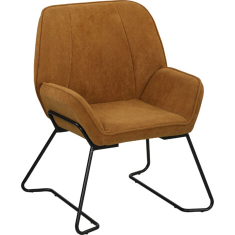 HOMCOM butaca de salón moderna sillón lectura con asiento ancho y acolchado tapizado en terciopelo patas de metal marrón