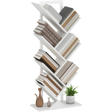 HOMCOM librería en forma de árbol de 7 niveles estantería de libros con 7 estantes para sala de estar oficina estudio dormitorio 50x24x109 cm blanco