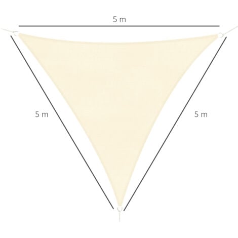 Toldo Vela Sombrilla Parasol Triangulo Tejido de Poliester 185 g/m² Jardín Playa Crema