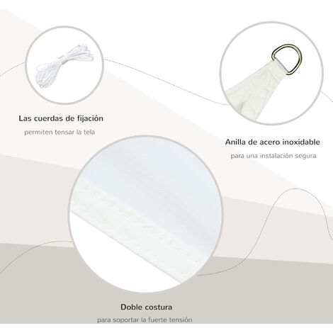 Toldo Vela Sombrilla Parasol Triangulo Tejido de Poliester 160g/m2 Jardin Playa