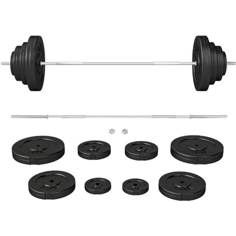 HOMCOM barra de pesas ajustables 70 kg con 8 discos 1,5kg 5kg 10kg 15kg y 1 barra para entrenamiento en hogar gimnasio 170x40,5x40,5 cm negro