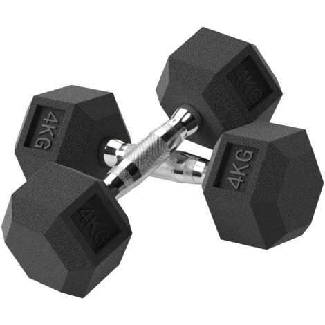 Juego de mancuernas de 2x4 kg con barra de conexión metálica y cabeza hexagonal juego de pesas para entrenamiento en casa gimnasio negro (1/5)