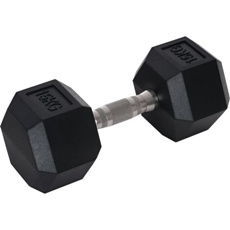 Mancuerna hexagonal 15 KG mancuerna con barra de conexión metálica para entrenamiento en casa gimnasio oficina negro y plata