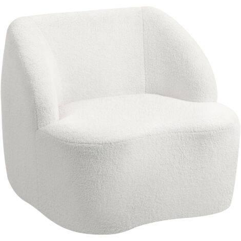 HOMCOM sillón moderno tapizado en borreguito sillón de lectura diseño curvo acolchado grueso no requiere montaje crema