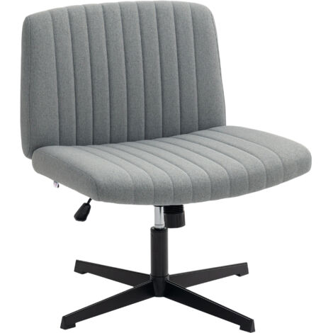 HOMCOM silla de oficina sin brazos, silla de escritorio giratoria con función basculante, piernas cruzadas, asiento ancho y altura ajustable gris (1/5)