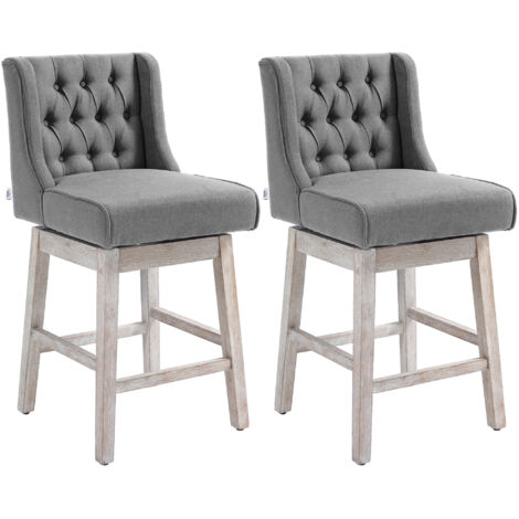 HOMCOM juego de 2 taburetes de bar con respaldo taburetes altos de cocina giratorios 180° para salón comedor 46x57x101 cm gris