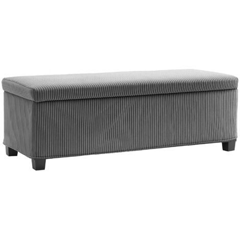 HOMCOM puff almacenaje, banco almacenaje, capacidad de 84 L, 112x42x40 cm, tapizado en pana, para sala de estar, dormitorio, entrada, gris