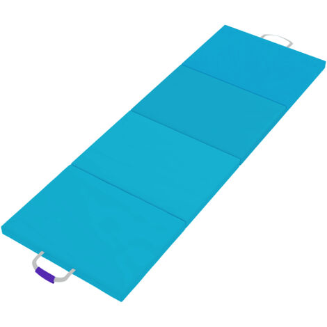 SPORTNOW colchoneta gimnasia plegable de 2 pulgadas de grosor, con asas de transporte, bolsa, esterilla de gimnasia para yoga, aeróbic, azul y morado