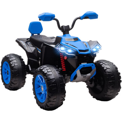 AIYAPLAY quad eléctrico para niños de 3-8 años, 24V, con 2 motores, velocidad hasta 6,5 km/h, ruedas con suspensión, faros, bocina, música, USB, azul
