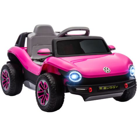 AIYAPLAY coche eléctrico para niños de +3 Años, Volkswagen E-Buggy, 12V, con mando a distancia 2,4 G, faros LED, música, USB, motor doble, rosa