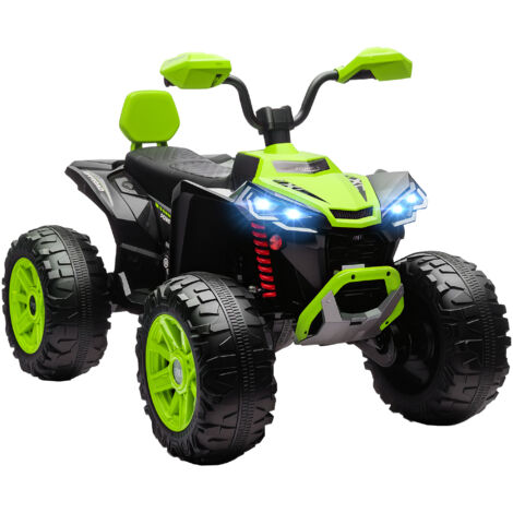 AIYAPLAY quad eléctrico para niños de 3-8 años, 24V, con 2 motores, velocidad hasta 6,5 km/h, ruedas con suspensión, faros, bocina, música, USB, verde