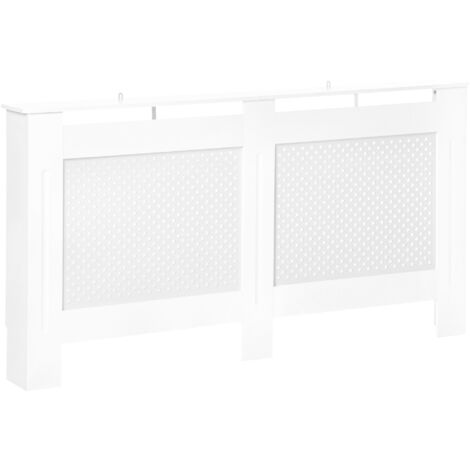 HOMCOM cubre radiadores, 151,5x19x82 cm, cubierta para radiador moderna de mdf, con estante superior y listones, para salón, dormitorio, blanco