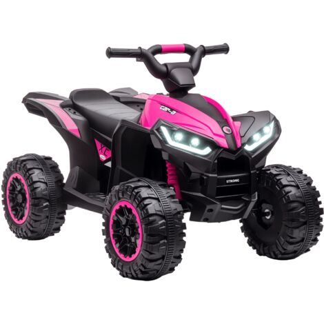 HOMCOM quad eléctrico para niños 12V, auad para niños de 3-5 años, con 2 motores, velocidad ajustable 3-6km/h, faros, bocina, música, USB, rosa