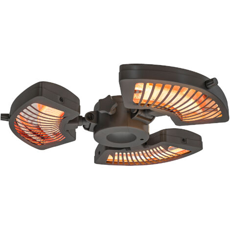 Outsunny estufa exterior eléctrica, 2400W, con 3 niveles de calentamiento, protección antivuelco, IP44, para sombrilla, terraza y patio, negro
