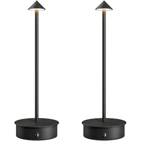 HOMCOM juego de 2 lámparas de mesa recargables por USB, regulables con control táctil, 3000K/4500K/6000K, luz LED, para dormitorio, salón, negro (1/5)