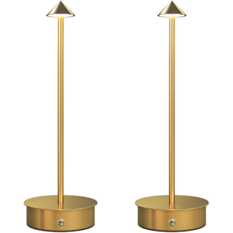 HOMCOM juego de 2 lámparas de mesa recargables por USB, regulables con control táctil, 3000K/4500K/6000K, luz LED, para dormitorio, salón, dorado