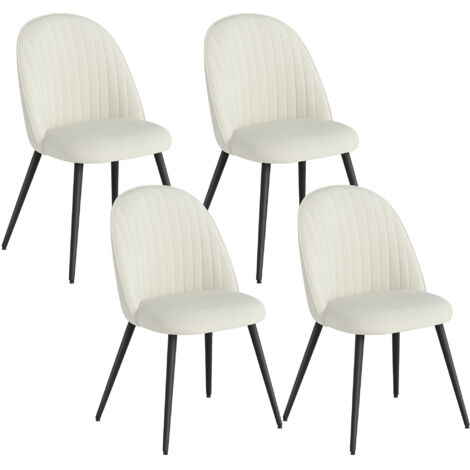 HOMCOM pack de 4 sillas de comedor modernas, sillas de cocina tapizada en terciopelo con respaldo bajo y patas de acero, para salón, crema