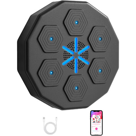 SPORTNOW boxeo pared musical con guantes y conexión bluetooth, máquina boxeo musical pared con luces led, para adultos y niños en casa, gimnasio
