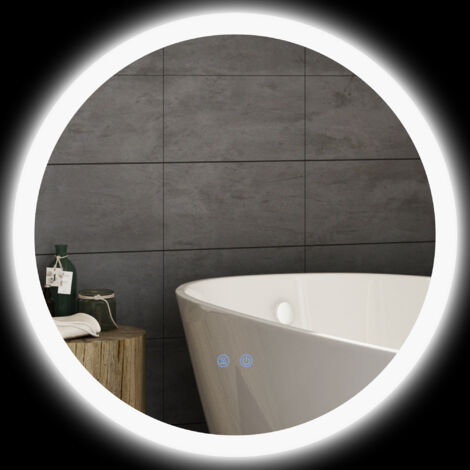 kleankin espejo baño con luz redondo, Ø60 cm, 3 colores de luz, brillo regulable, función antivaho, función de memoria, interruptor táctil, IP44 (1/5)