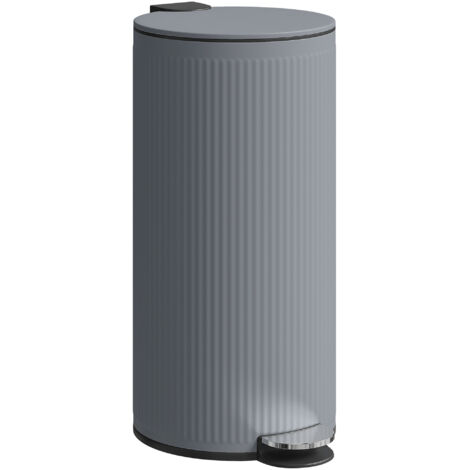 HOMCOM cubo de basura cocina con pedal, 30l, metálico con tapa de cierre suave y cubo extraíble, para dormitorio, oficina, estudio y salón, gris (1/5)