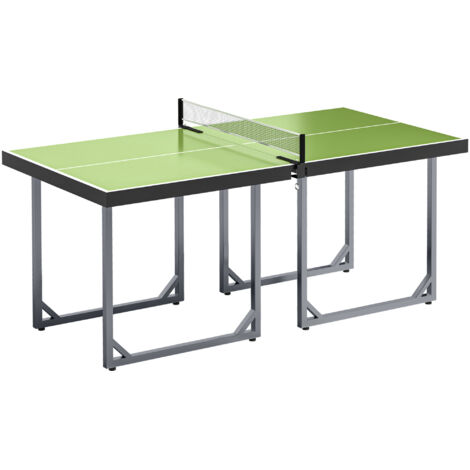 HOMCOM mesa de ping-pong plegable, fácil de transportar, mesa de tenis de mesa con red y marco de acero para interior y exterior 182x91x76 cm verde