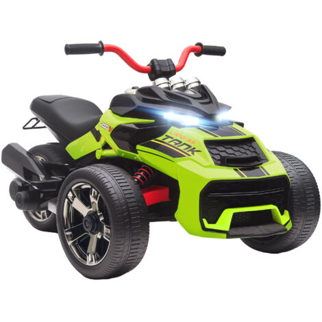 AIYAPLAY quad eléctrico para niños 12V, quad para niños de 3-8 años, con 2 motores, velocidad hasta 5 km/h, 3 ruedas, suspensión, verde