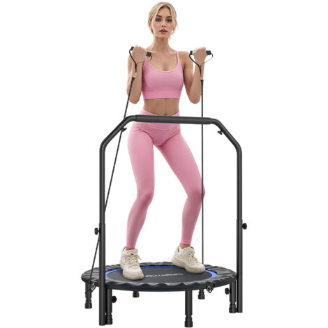 SPORTNOW trampolín de fitness adultos plegable Ø102 cm, con mango ajustable de 4 niveles, para entrenamiento piernas, cuerpo, en hogar, exterior, azul