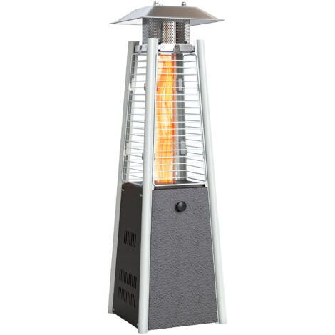 Outsunny estufa de gas butano portátil, 3 kw, con temperatura ajustable, protección contra vuelcos, apta para butano y propano, plata y bronce