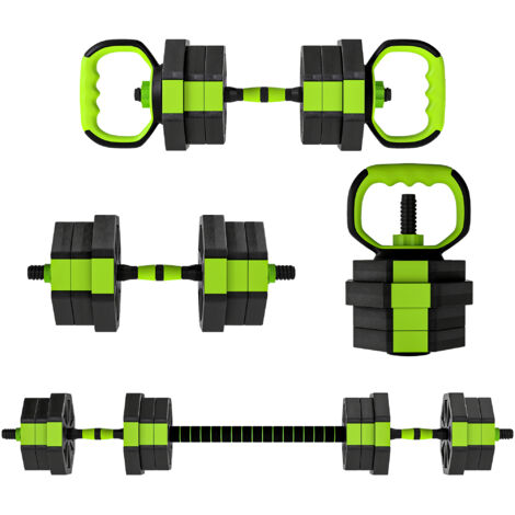 SPORTNOW juego de mancuernas ajustables, 4 en 1, 20kg, como kettlebell, barra, mancuernas o soporte para flexiones, para fitness, gimnasio en casa