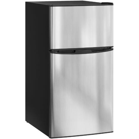 HOMCOM mini nevera silenciosa 88 L clase E, frigorífico pequeño con temperatura regulable, puerta reversible, luz interior, estantes extraíbles, negro