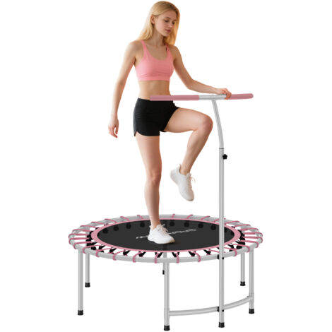 HOMCOM trampolín de fitness Ø102 cm cama elástica fitness con mango ajustable de 5 niveles marco de acero para entrenamiento piernas cuerpo completo (1/5)