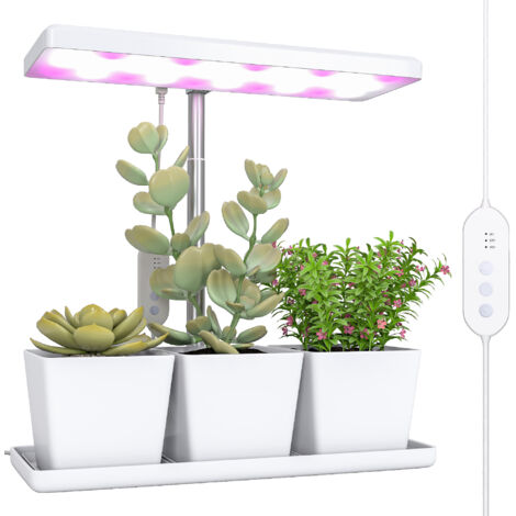Outsunny luz de crecimiento de espectro completo, 30 led, ajustable en altura con temporizador automático, 5 de brillo y 3 cajas para invernadero