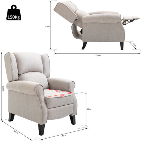 Sillón Relax con Reclinación Manual con Reposapiés Retráctil Arpillera