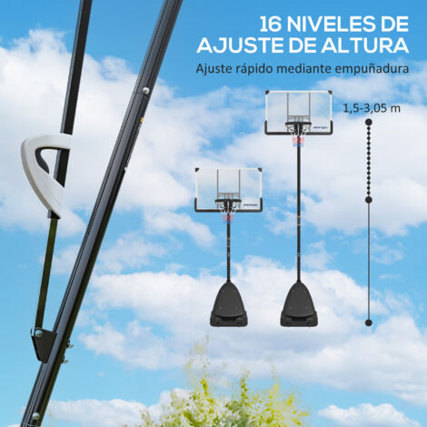 Canasta De Baloncesto Exterior Con Ruedas - Altura Ajustable Hasta 236 Cm - Incluye Balón E Hinchador - Estructura Resistente - Juego Deportivo Para Niños De 3 Años En Adelante