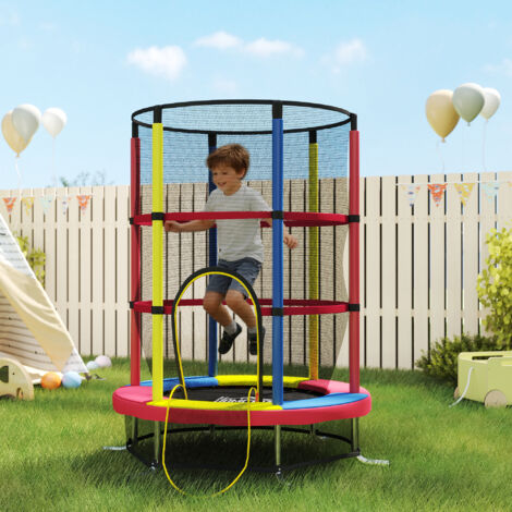 HOMCOM Cama Elástica Infantil De Jardín Trampolín Para Niños De 3 Años Con Superficie De Salto O125 Cm Red De Seguridad~160m7cfh8q001