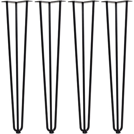 Juego de 4 Patas para Mesa 12x12x71cm Con Protectores de Goma Color Negro
