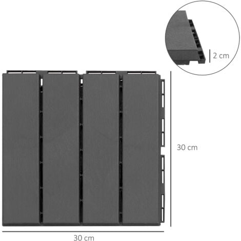 Baldosas Cuadradas para Suelos 30x30 Paquete de 9 Piezas Cubre 0.81 m² Negro