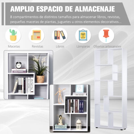 Multifuncional Estantería Vertical con 8 Estantes Amplios 70x24x178cm Blanco