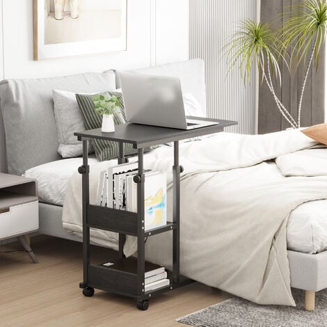 Mesa plegable portátil para sofá, mesa auxiliar pequeña de altura ajustable  para oficina/hogar/dormitorio, fácil de instalar, color blanco